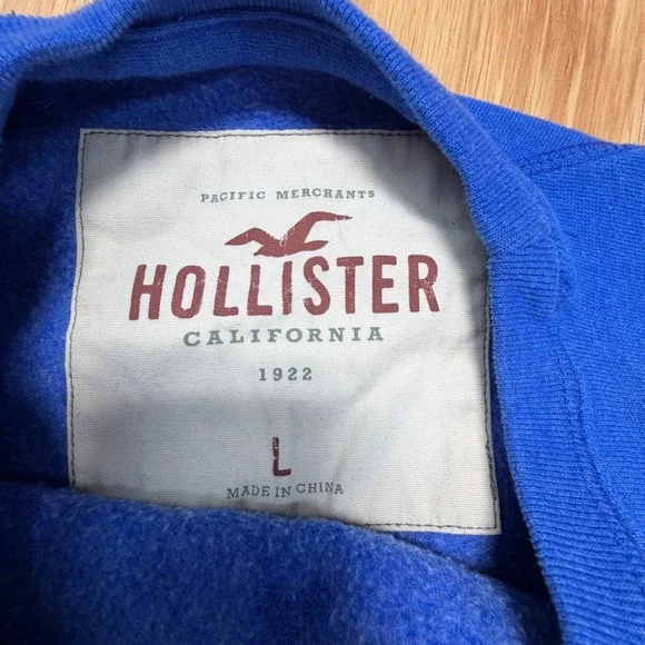Hollister Surf Errday Crewneck Sweatshirt Men's L Blue Neon Graphic Pullover - Picture 3 of 6